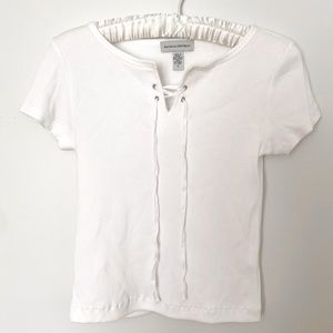 Banana Republic Tie Up Criss Cross Ribbed Top